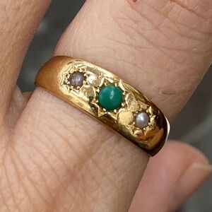 Victorian turquoise pearl ring(flash sale)